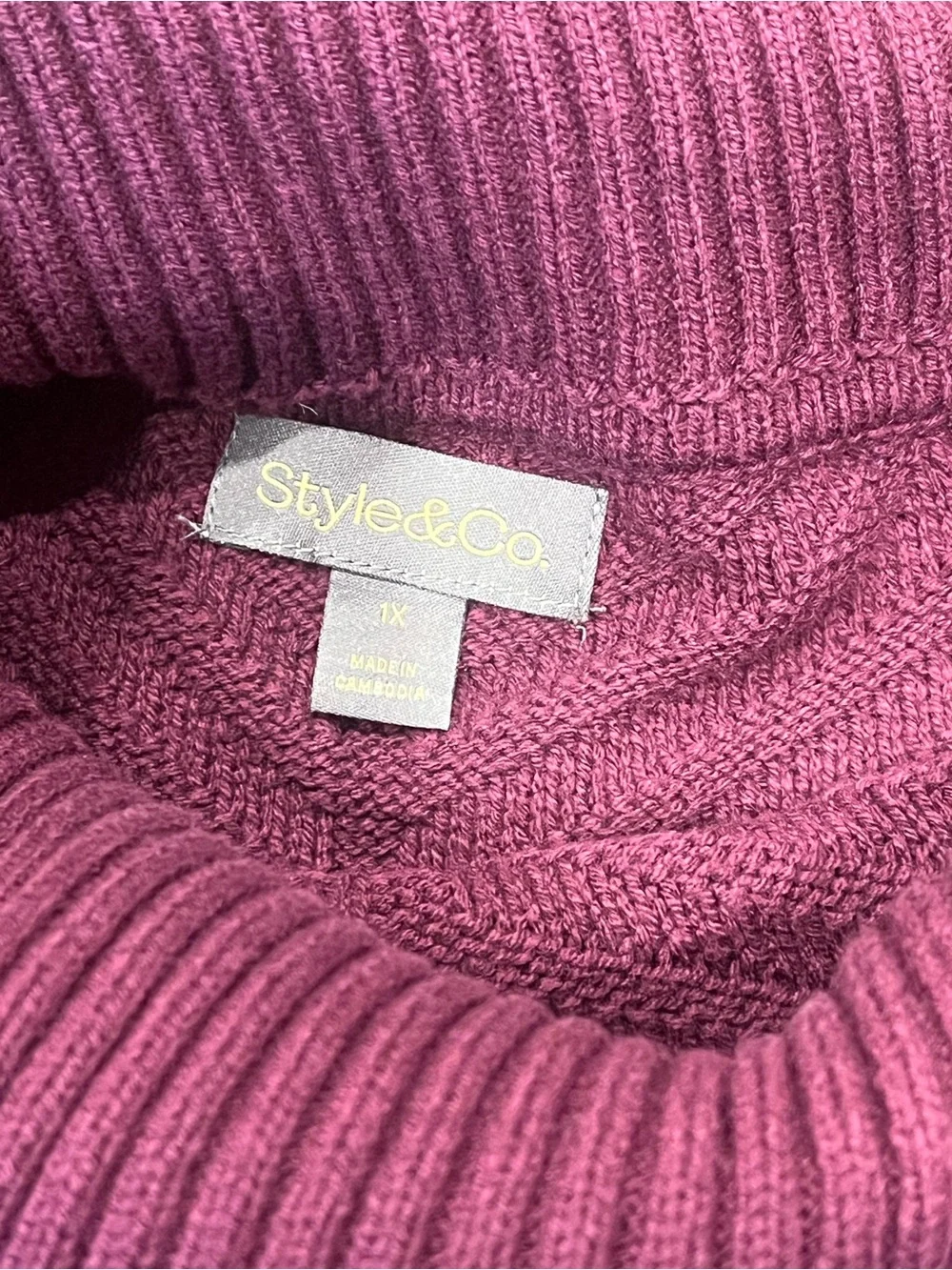 Plum Ribbed Sweater with  Envelope-Neck by Style & Co. NWT - Picture 4 of 7